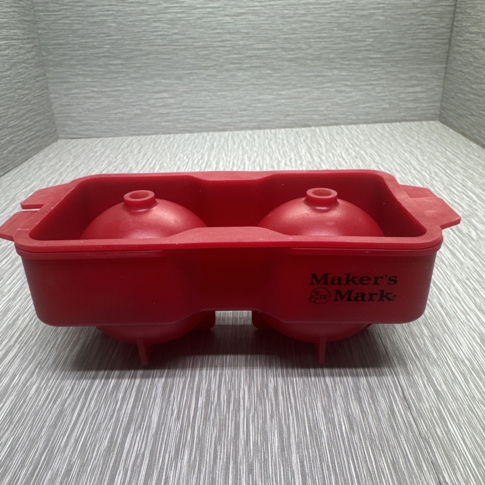 Maker's Mark Whiskey Bourbon Ice Ball Mold Silicone 2 Sphere Cube‎ Tray Barware